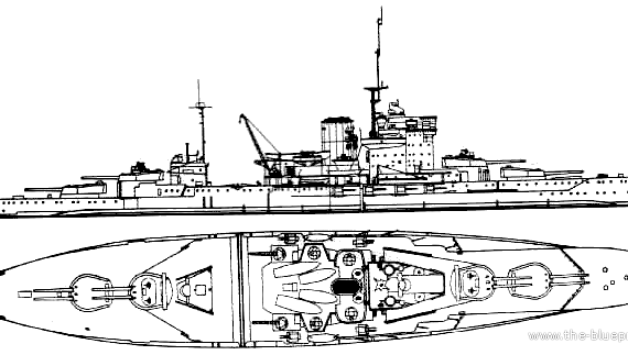 Корабль HMS Valiant [Battleship] (1944) - чертежи, габариты, рисунки